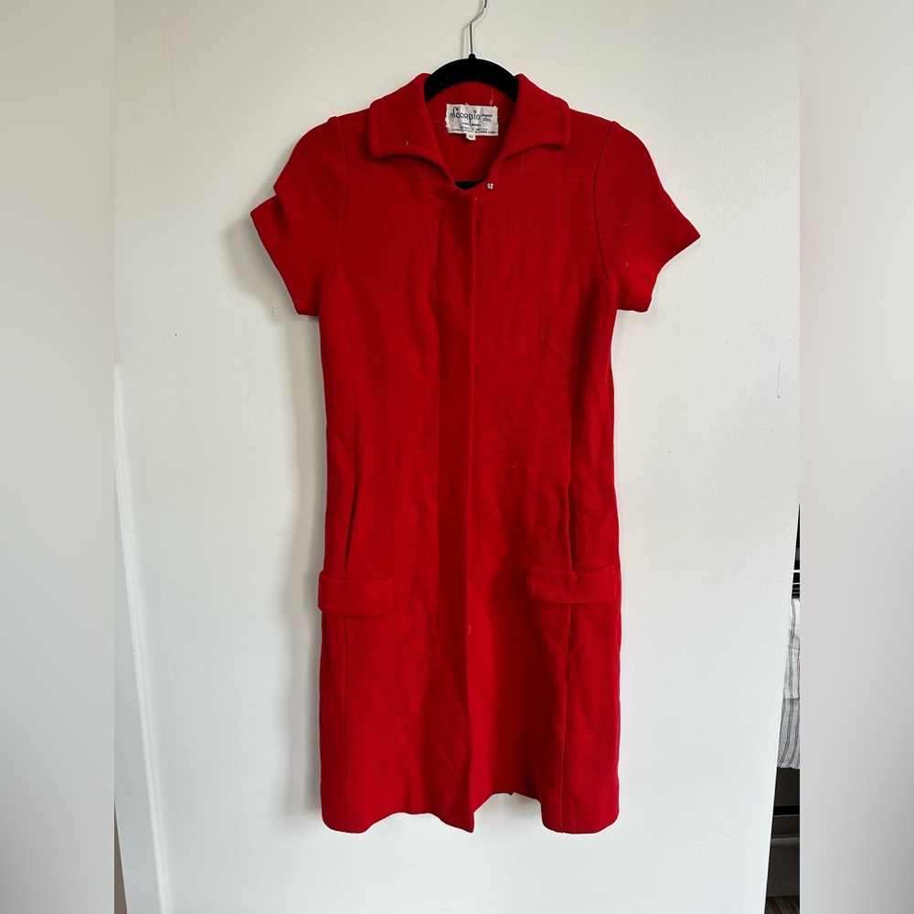 Super cute red wool vintage dress